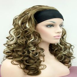 Popular Women Long Curly Wave Wig 3/4 Half Wigs with Headband Cosplay Wig