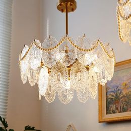 Pendant Lamps French Light Luxury Glass Pearl Chandelier American Restaurant Bedroom Living Room Cloakroom Designer Model Lamp