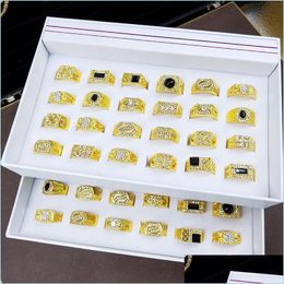 Cluster Rings Wholesale 50Pcs/Lot Men Rings New Design Mixed Styles Gold With Side Stones And Sierzircon Lots Female Jewellery Bks Lot Dhfgv