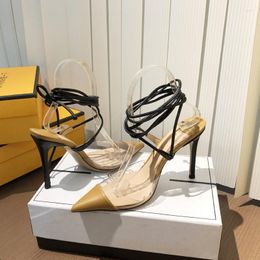 Sandals Transparent Sexy Women Pointed Toe Stilettos Pumps High Heels Party Shoes For Ankle Strap Sandalias Mujer Summer