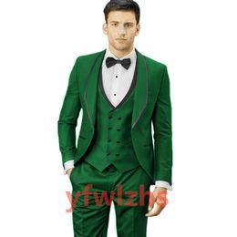 Custom-made Groom Tuxedos One Button Men Suits Shawl Lapel Groomsmen Wedding/Prom/Dinner Man Blazer Jacket Pants Tie Vest M158