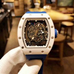 Watches Wristwatch Designer Luxury Mens Mechanical Watch Business Leisure Richa Milles Rm055 Automatic White Ceramic Blue Tape Swiss Moveme AQ2S