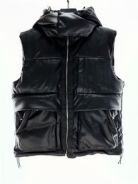 Mens Designer Gilet Gilet Parka Uomo in pelle dandy senza maniche Cappotto con cappuccio Parka Soprabito Causale Uomo Giacche con cappuccio Abbigliamento donna