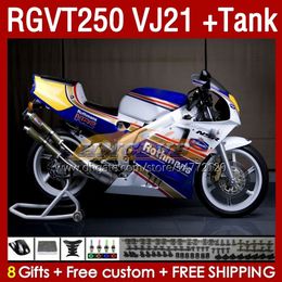 Rothmans Blue Fairings Kit & Tank For SUZUKI RGVT250 SAPC VJ21 RGV-250CC 88-89 Bodyworks 159No.58 RGVT-250 RGV-250 RGV250 88 89 RGVT RGV 250 CC 250CC 1988 1989 Fairing Kit