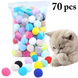 Cat Toys 70 Pcs Cute Funny Stretch Plush Ball Soft Colorful Toy Interactive Kitten Chew