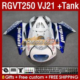 Fairings Kit & Tank For SUZUKI RGV250 SAPC VJ21 RGVT250 RGV-250CC 88 89 Bodywork 159No.32 RGVT-250 RGV-250 Panel RGVT RGV 250 CC 250CC 1988 1989 Fairing Kit blue white blk