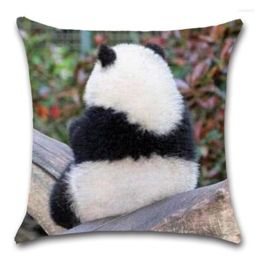 Almohada animal panda linda cubierta blanca estampada decorativa silla de sofá silla para el automóvil