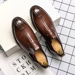 Fashion Loafers Men Shoes Personality PU Sewing Thread ing Round Head Classic One Pedal Business Casual Wedding Nightclub All-match AD304