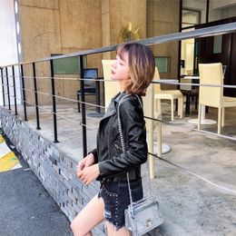 Women's Leather Faux Ladies jacket small suit autumn motorcycle leather fashion all-match 220928