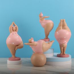 Decorative Objects Figurines Fat Lady Vintage Woman Statue Tabletop Resin Crafts Gift Home Desk Decoration Ornaments Creative Figures 220928