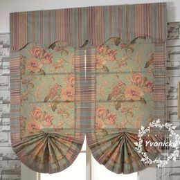 Curtain Custom Made American Country Style Roman Door Bay Window For Living Room Bedroom Flat Fan-shaped Flowers