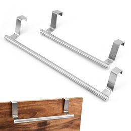 Stainless steel Bathroom Shelves towel rack without holes behind the door kitchen cabinet back type rag storage rack LK294