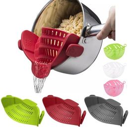 Fruit Vegetable Tools Silicone Kitchen Strainer Clip Pan Drain Rack Bowl Funnel Rice Pasta Washing Colander Draining Excess Liquid Univers 220928