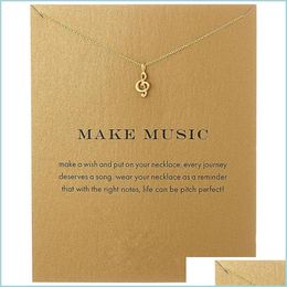 Pendant Necklaces Classical Music Notes Choker Necklaces With Card Gold Sier Pendant Necklace For Fashion Women Jewelry Make Drop Del Dhoxg
