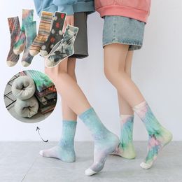 Men's Socks Thick Wool Men And Women Trend Street Tie-dye Skateboard Terry Ins Wind Graffiti Fashion Towel Bottom