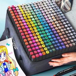 Markers 24-168 Colours Oily Art Marker Pen Set for Draw Double Headed Sketching Tip Based Graffiti Manga School Supplies 220929