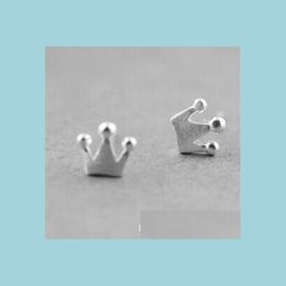 Stud 925 Sterling Sier Mini Crown Ear Studs For Girls Children Jewellery Nice Good Friend Cute Stud Earrings Birthday Gifts Drop Deliver Dhbnz