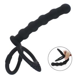 Beauty Items Penis Ring Double Penetration Anal Plug Dildo Butt for Men Strap On Vagina Beads Adult sexy Toys For Couples