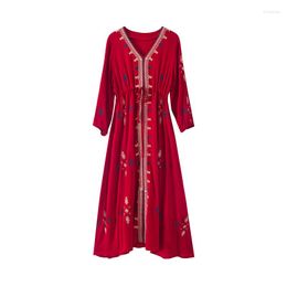 Casual Dresses Boho Pastel Vestidos Trendy Embroidery Robe Elegant Vacation Harajuku Vestido Festa Long Dress Spring Fall Women