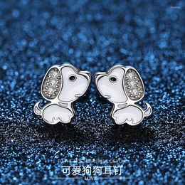 Stud Earrings TKJ 2022 S925 Sterling Silver Dog Girls Cute Zodiac Small Lucky Soft Symmetrical Jewellery