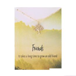 Pendant Necklaces Friendship Tree Life Alloy Pendant Chocker Necklace For Women Fashion Jewelry Gifts Girls Friends Clavicle Chian Dr Dhkce