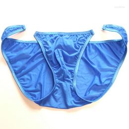 Underpants Men's Sexy Ice Silk Transparent Briefs Panties Male Man Mens Low Rise U Convex Penis Pouch Underwear Lingerie