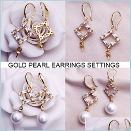 Jewelry Settings Zircon Pearl Earrings Settings Gold Stud Earring Long Tassel Suitable 5-10Mm Diy Jewelry Wedding Gift Drop Delivery 2 Dhnsm