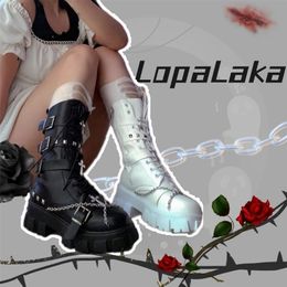 Stivali Lapolaka Cool Girl Scarpe da donna Stile strano Stress Punk Caviglia Piattaforma alta peluche calda per abito invernale alla moda 220928