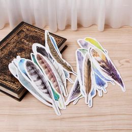 30Pcs/Box Beautiful Feathers Gift Bookmarks Marker Stationery Realistic Kawaii Cartoon Office School Supply