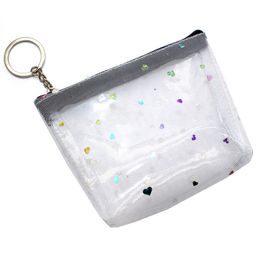 30pcs Coin Purses Lady PVC Transparent Love Prints Solid Short Wallet