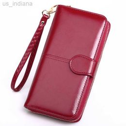 Wallets 2020 oil wax leather wallet long zipper mobile phone bag oil leather big wallet card bag large capacity multi-function clutch L220929