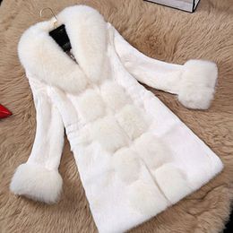 Women Plus Size winter mid-length Coats Imitation fox fur collar plush sleeves Casual fashion leisure street long sleeve four Colour Outerwear outdoor warm jacket