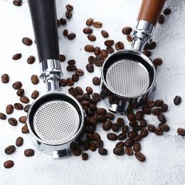 Coffee Filters 51MM Double Ear Machine Stainless Steel Handle Bottomless Filter Porta Universal Wooden Espresso Tools