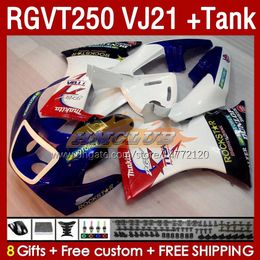 Fairings Kit & Tank For SUZUKI RGVT250 SAPC VJ21 RGV-250CC 88-89 Bodyworks 159No.43 RGVT-250 RGV-250 RGV250 88 89 RGVT RGV 250 CC 250CC 1988 1989 Fairing Kit blue white