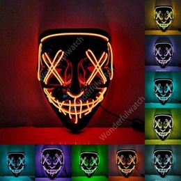 Cos Horror mask Halloween Mixed Colour Led Mask Party Masque Masquerade Masks Neon Light Glow In The Dark Horror Glowing Face cover 400pcs DAW494