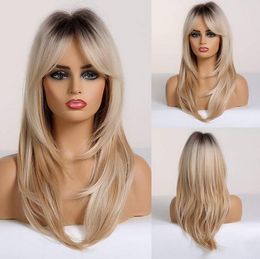 Women Long Wig Straight Hair Wigs Ladies Natural Blonde Party Cosplay Full Wig