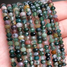 Beads 4x3mm Natural Stone Faceted India Agates Loose Rondelle Small Waist For Jewellery Making DIY Women's Bracelet Earrings 15''