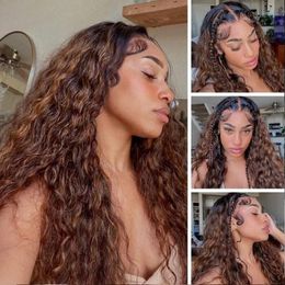 4 30 Highlight Human Hair 360 Lace Wig water Wave curly Lace Front Wig 13x4 Ombre Lace brazilian For black Women 150%density