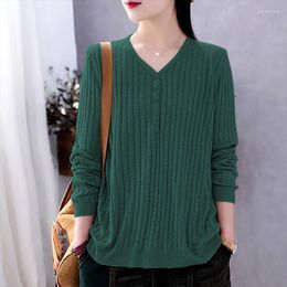 Women's Sweaters Women's Solid Colour Thin Basic V-neck Pullover Long-sleeved Short-sleeved Knitted Spring And Autumn Sweater