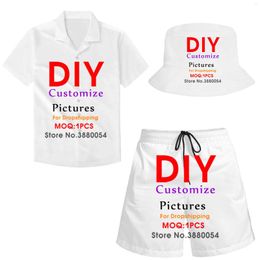 casual party outfits UK - Men's Tracksuits Noisydesigns Custom Men Shirt With Hats Short Couple Set Summer Outdoor Party Beach Clothing Outfit 4XL Casual 2022 Drop