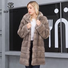 Womens Fur Faux Mink Coat Oversize Women Winter Natural Coats Female Warm Thick Long Genuine Leather Jackets Ladies Detachable 220929