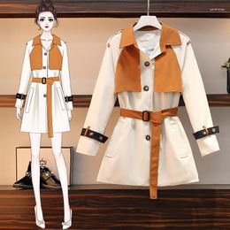 Women's Trench Coats Women's EHQAXIN 2022 Autumn Winter Plus Size Short Coat Style Long-Sleeved Button Lace All-Match Jacket Has Pocket
