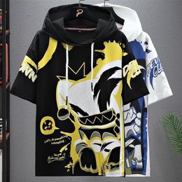 Men's Hoodies Sweatshirts Summer Japan Fashion Streetwear Short Sleeve Casual Clothed Harajuku Printing 220929