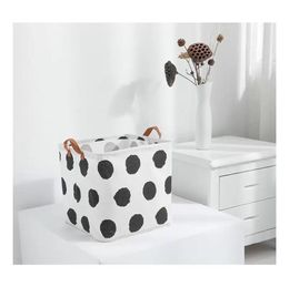 Foldable Storage Baskets Bucket Top Waterproof Bathroom Dirty Clothes Laundry Storage Box Cotton And Linen RRB15922