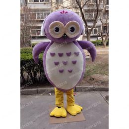 Performance Purple Owl Mascot Costumes Carnival Hallowen Gifts Unisex Adults Size Fancy Party Outfit Holiday Cartoon Character Outfits Suit