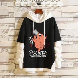 Men's Hoodies Men's & Sweatshirts Anime Chainsaw Man Hoodie Manga Graphic Printing Funny Cartoon Sweatshirt Pochita Makima Unisex Tops