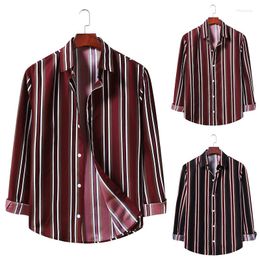 Men's Casual Shirts Autumn 2022 Foreign Trade European Size Men's Fashion Striped Long-sleeved Chemise Homme Men Dress Shirt