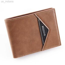 Wallets Vintage Men's Wallet Patchwork Leather Three Fold Short Wallet Carteira Pequena Small Male Money Bags Coins Purse Card Holder L220929