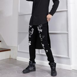 Men's Jeans Men's Spring And Autumn Black Slim Fit With Letter Pattern Elastic Dark Large Fashionable Versatile Trendy Men