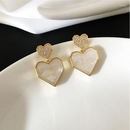 Stud Earrings Fashion Design Personality Micro-set Clear Cubic Zirconia Love Banquet Simple Geometric Heart For Women